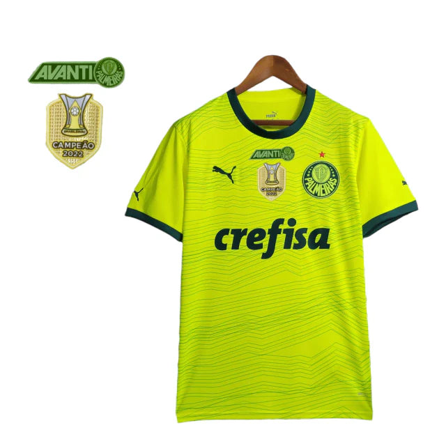 Camisa Palmeiras II 23/24 Puma Torcedor Masculino - Verde Limão com todos os Patrocínios e Patch